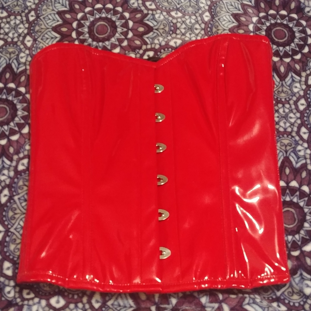 New Red Vinyl Corset - Size 2x/3x - Fetish Goth